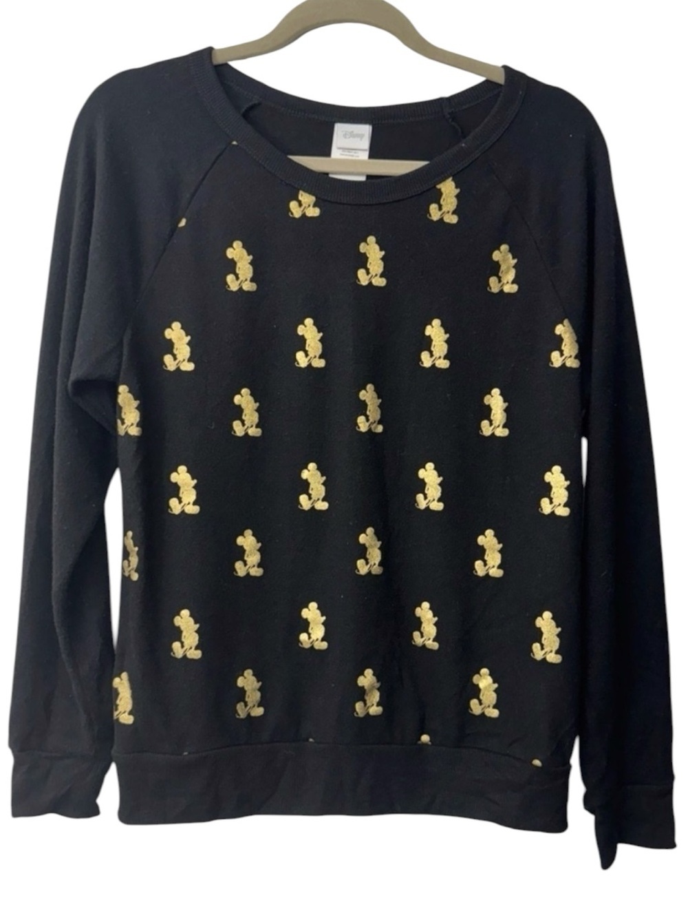 Disney Jerry Leigh Black & Gold Mickey Mouse Pullover Sweater Sz Large